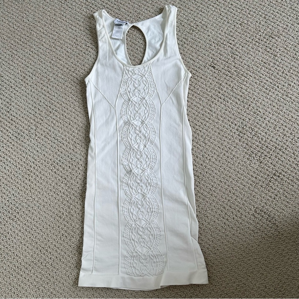 Bebe Cream Sleeveless Tight Dress